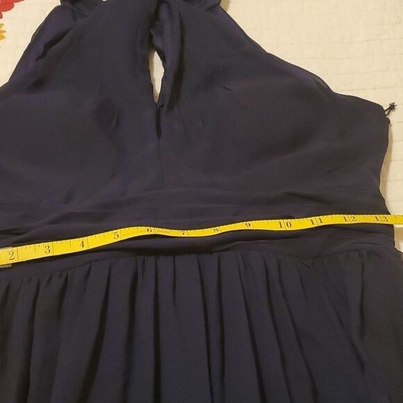 NWT Adrianna Papell Midnight Blue Halter Chiffon keyhole Maxi Gown Size 4 - Picture 12 of 12